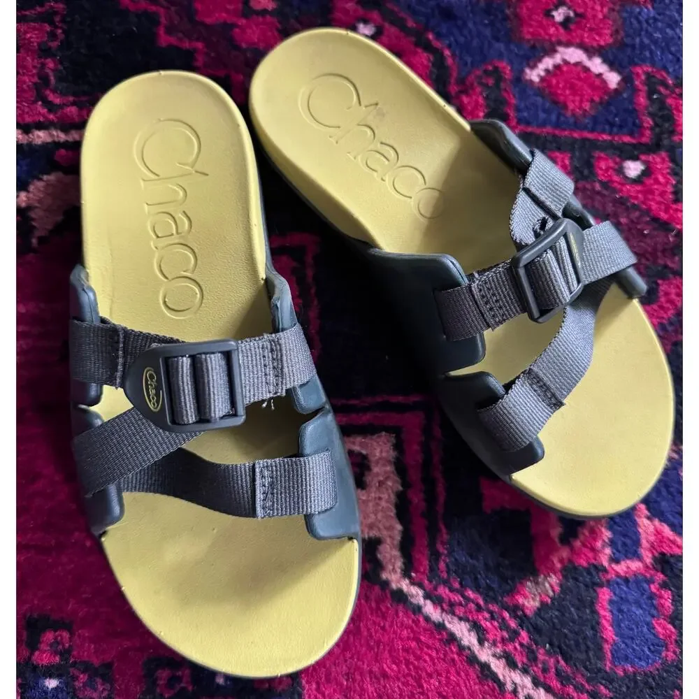 Chaco Chillos Slide Waterproof Sandals Kids 4 Scarab Gray & Lime